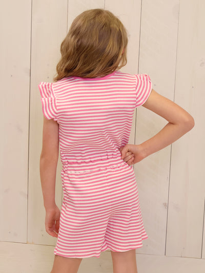 Millie Jay Pink Stripe Romper Girls