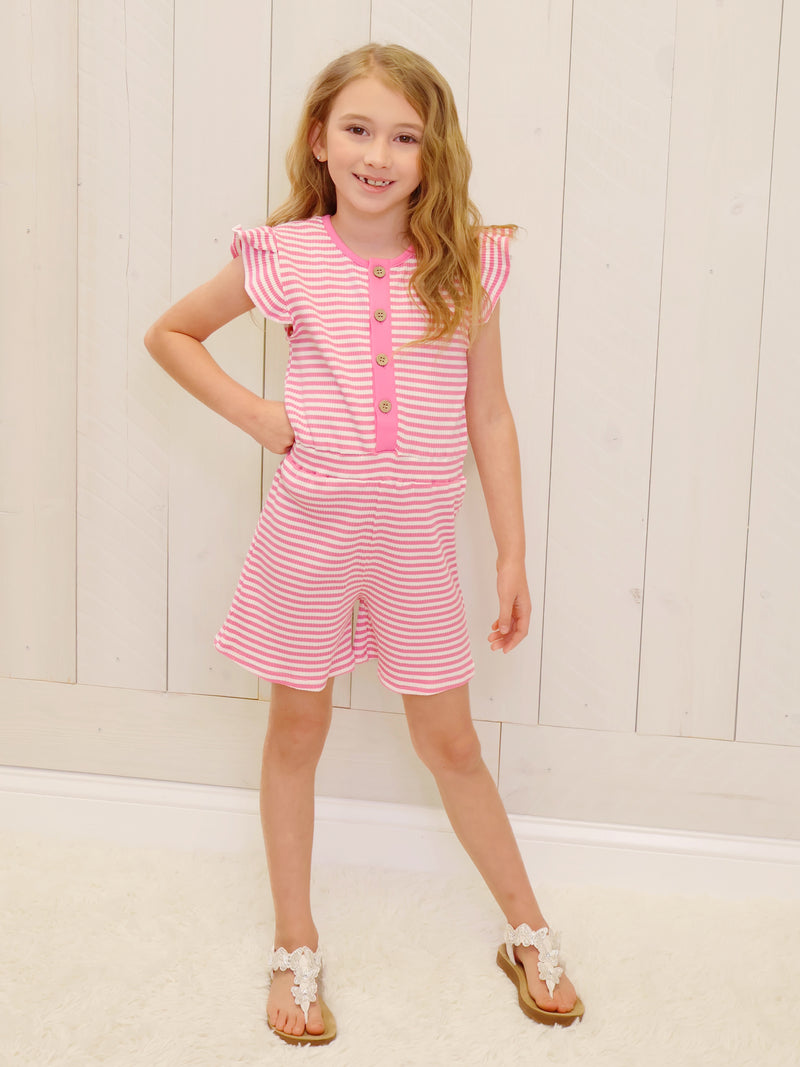 Millie Jay Pink Stripe Romper Girls