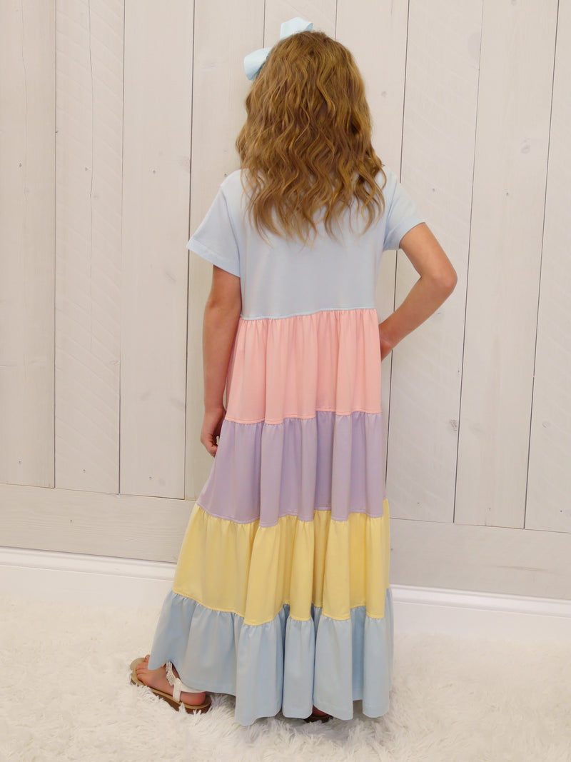 Millie Jay Spring Pastel Maxi Dress Girls