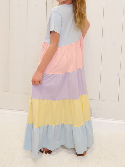 Millie Jay Spring Pastel Maxi Dress Girls