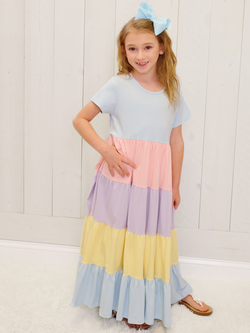 Millie Jay Spring Pastel Maxi Dress Girls