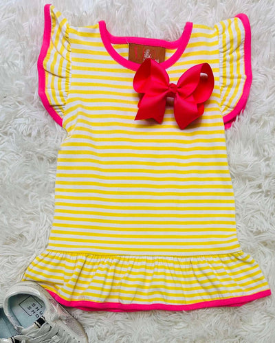 Millie Jay Yellow Striped Dress Girls