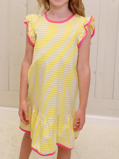 Millie Jay Yellow Striped Dress Girls