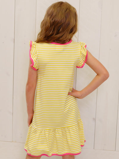 Millie Jay Yellow Striped Dress Girls