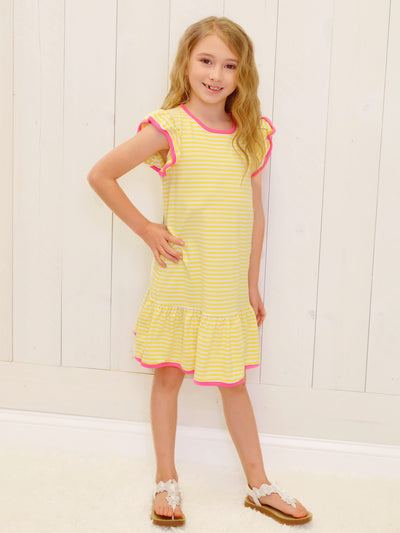 Millie Jay Yellow Striped Dress Girls