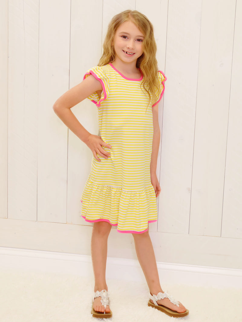 Millie Jay Yellow Striped Dress Girls
