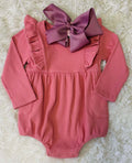 Milly Jay Dark Rose Ribbed Romper Girls