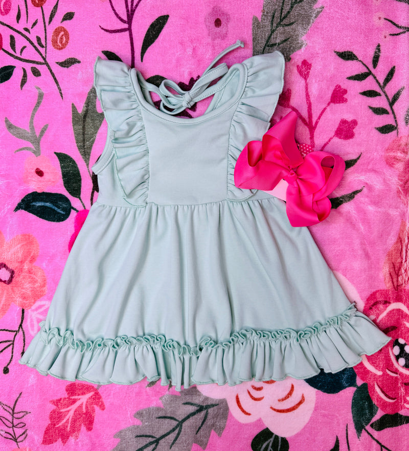 Milly Jay Mint Ruffle Dress Girls