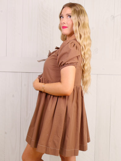 Mocha Bow Tie Dress