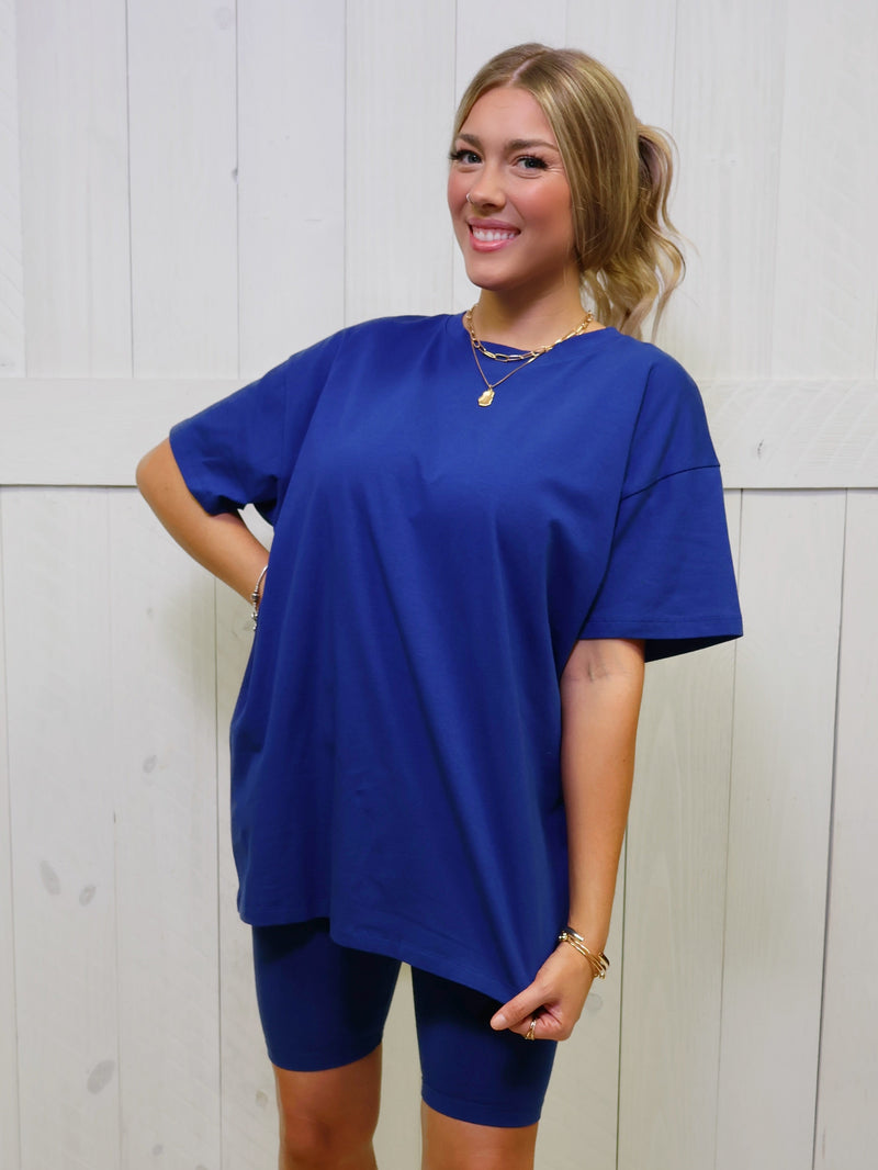 Navy Zenana Biker Short Set