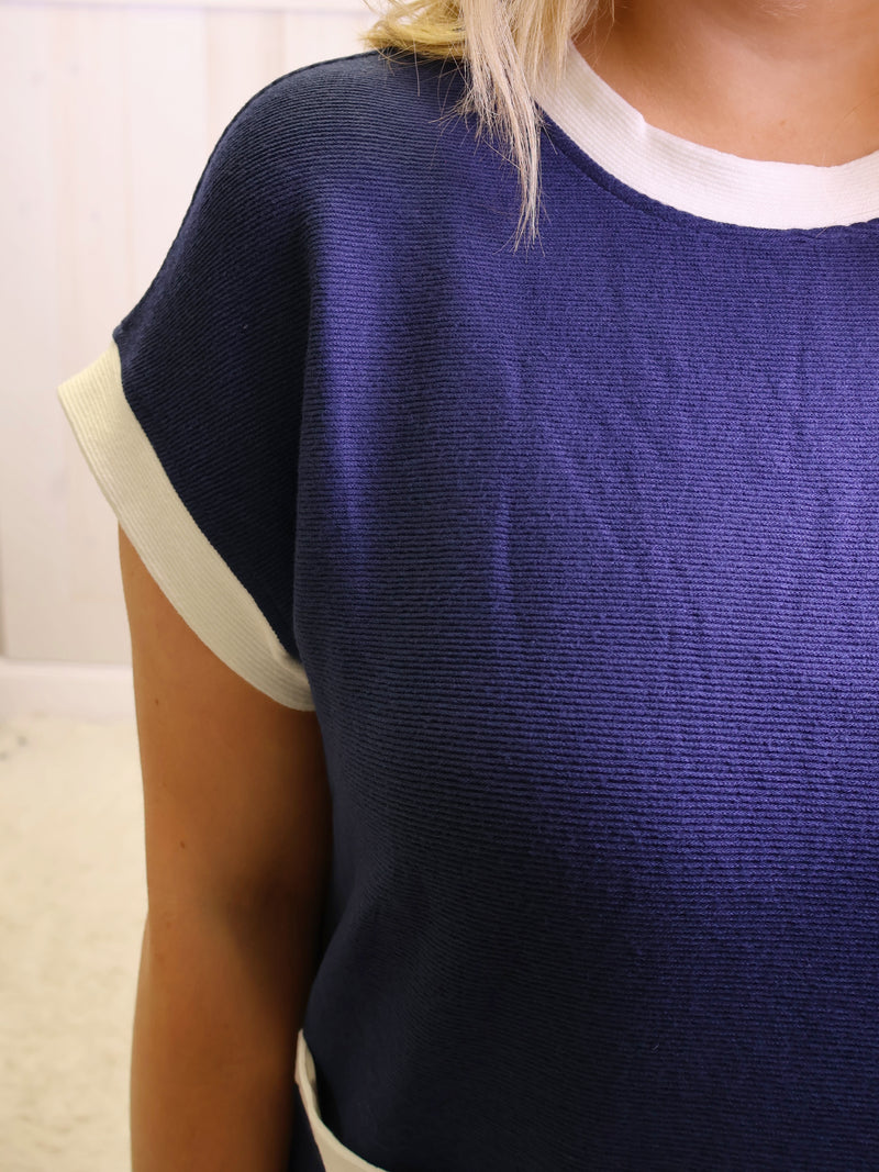 Navy with White Trim 2 Piece Set
