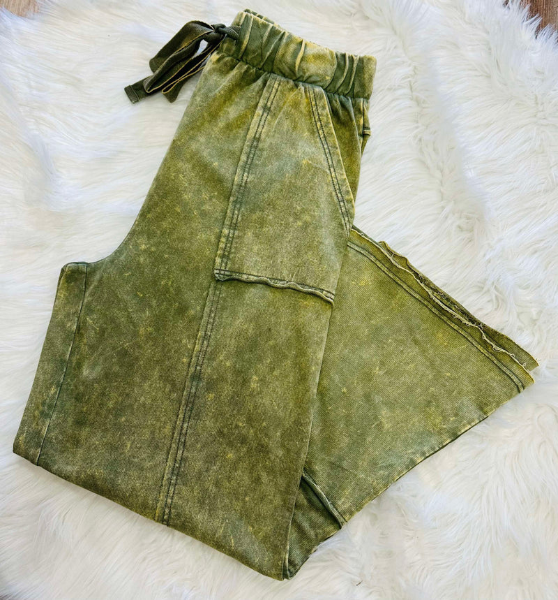 Olive Acid Wash Pant