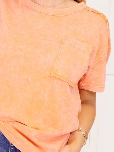 Orange Acid Wash Pocket Top