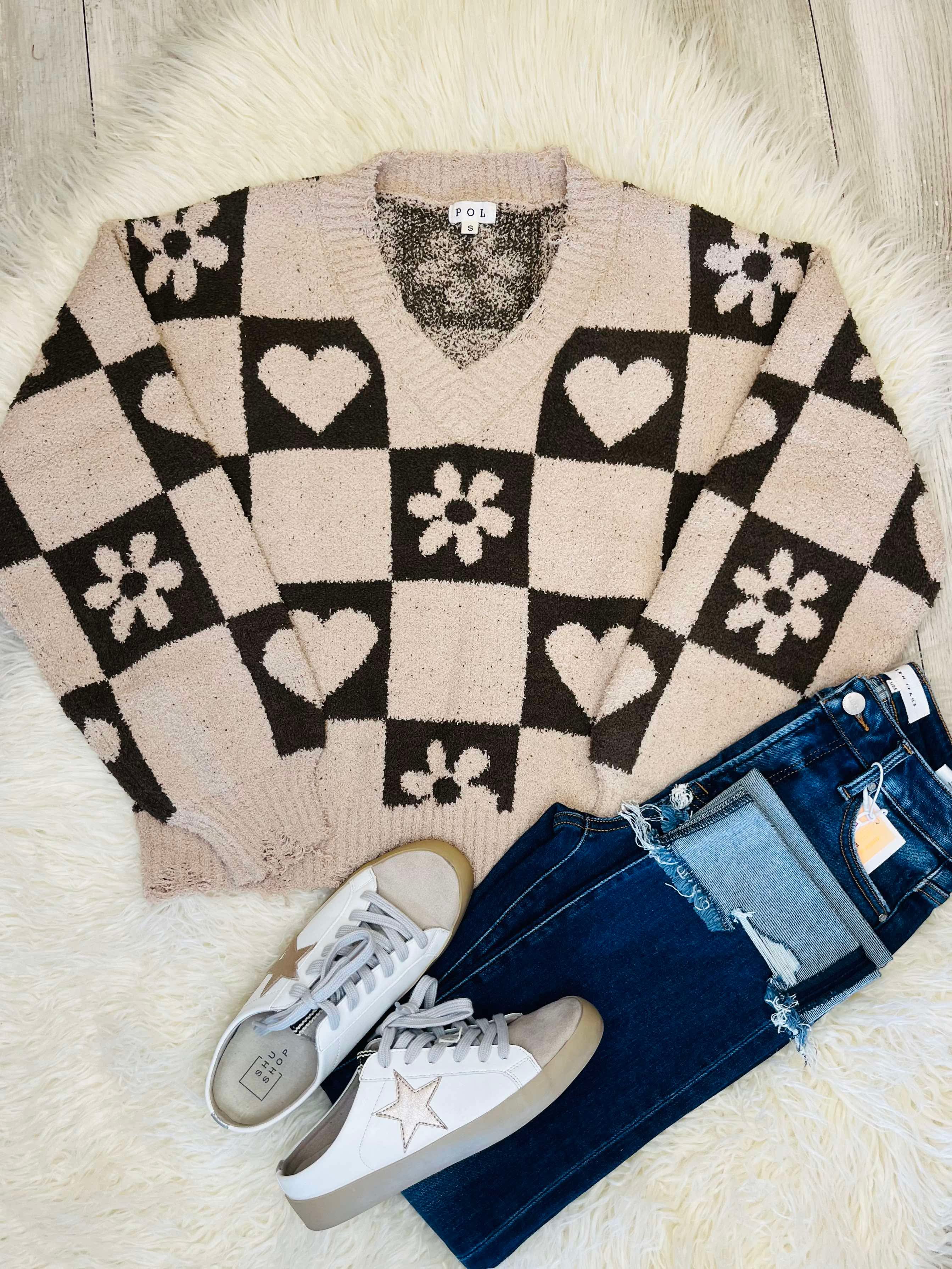 POL Checkered Sweater Women’s
