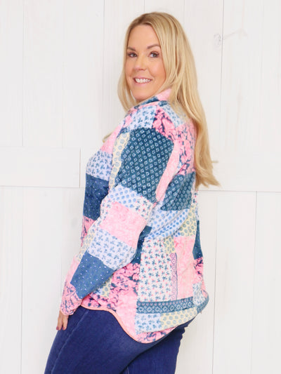 Patchwork Simply Southern Sherpa Pullover Sweater Top