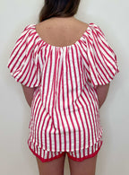 Umgee Striped 2 Piece Shorts Set Red - Mini Mee Boutique
