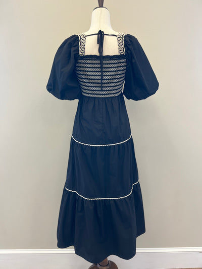 Peach Love Black Midi Dress