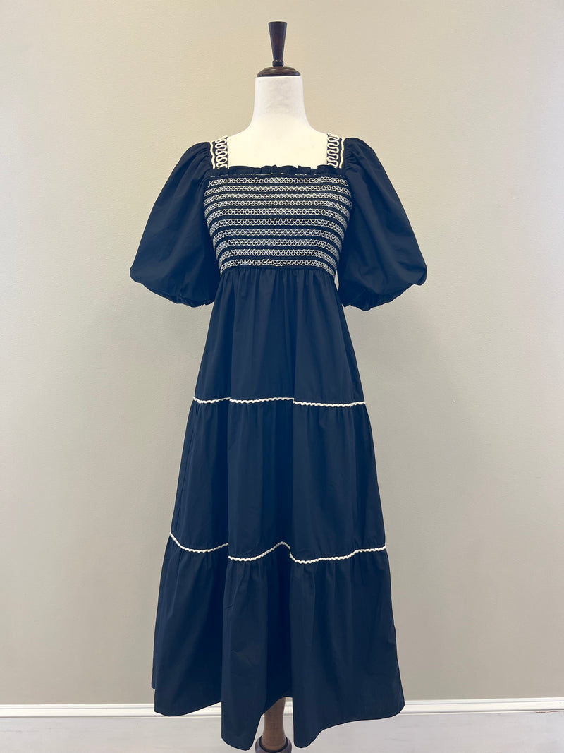 Peach Love Black Midi Dress