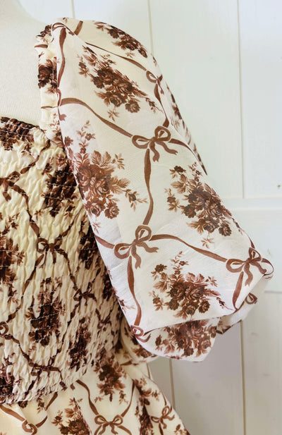 Peach Love Mocha Bow Dress