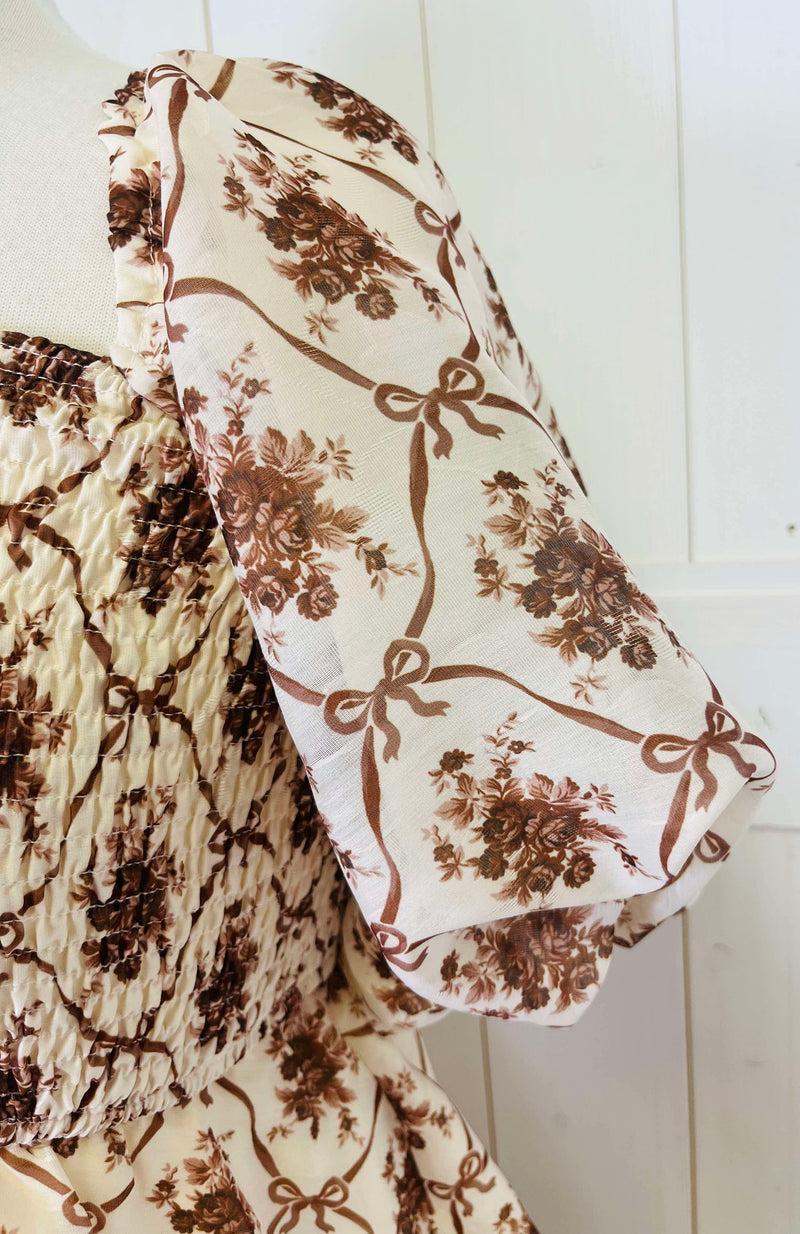Peach Love Mocha Bow Dress