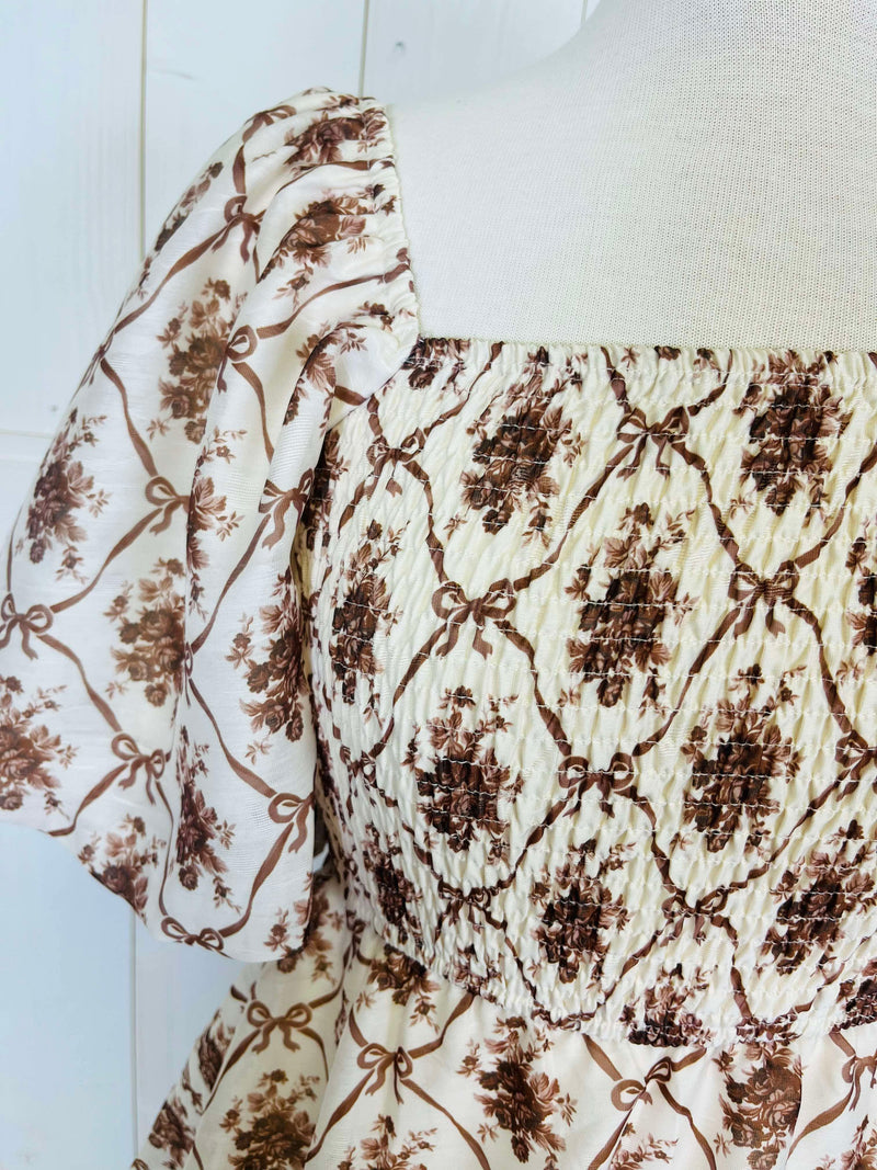 Peach Love Mocha Bow Dress