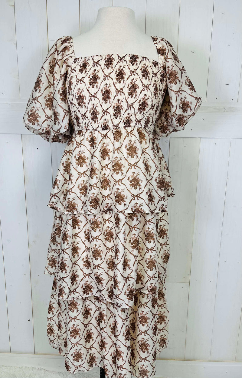 Peach Love Mocha Bow Dress
