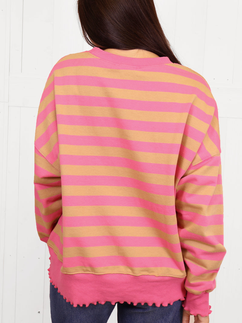 Peach Love Pink and Brown Sweater Top