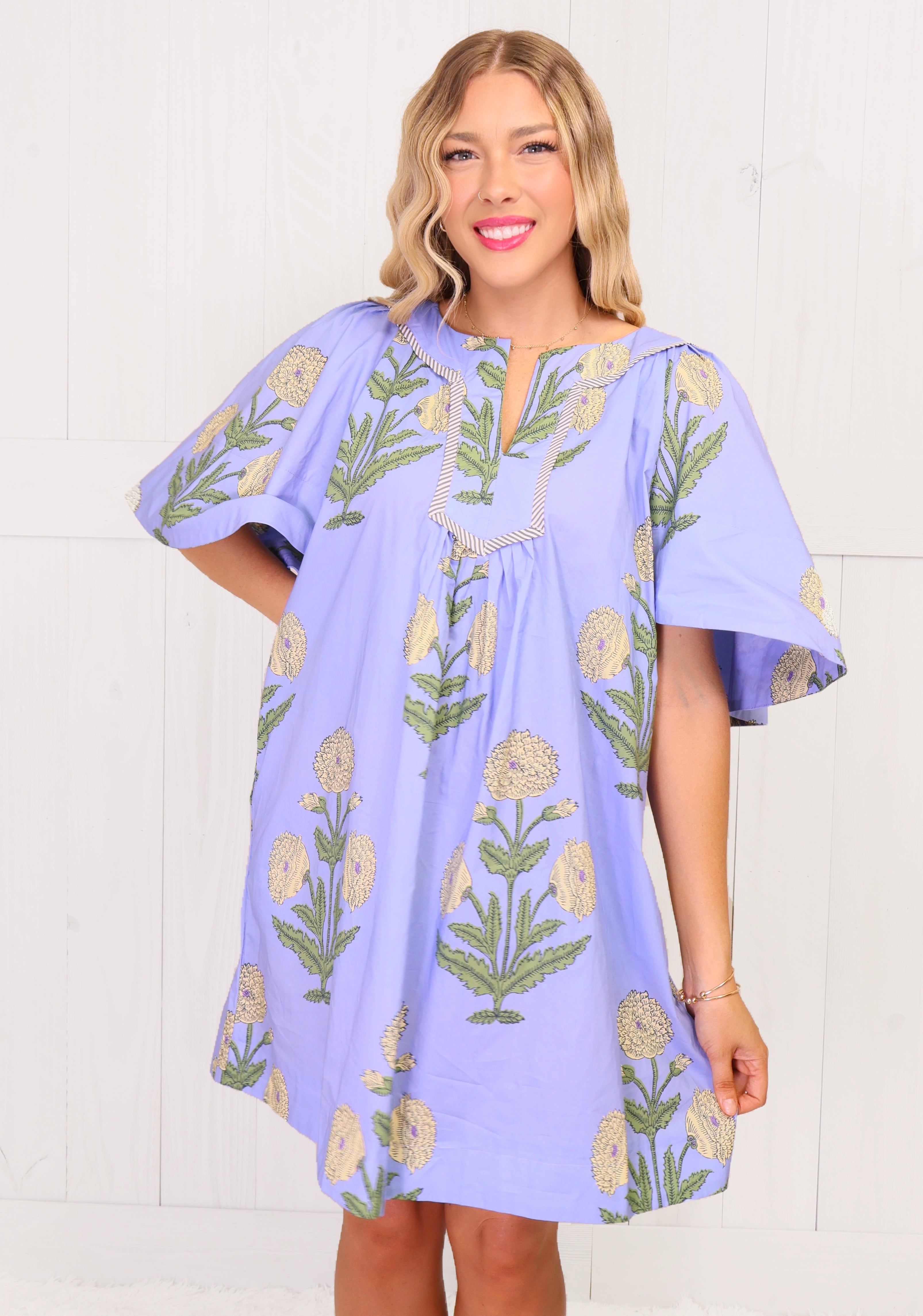 Periwinkle Floral Dress SS Women's
