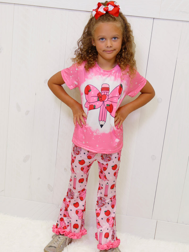 Pink Bow Pencil Back to School Set Girls