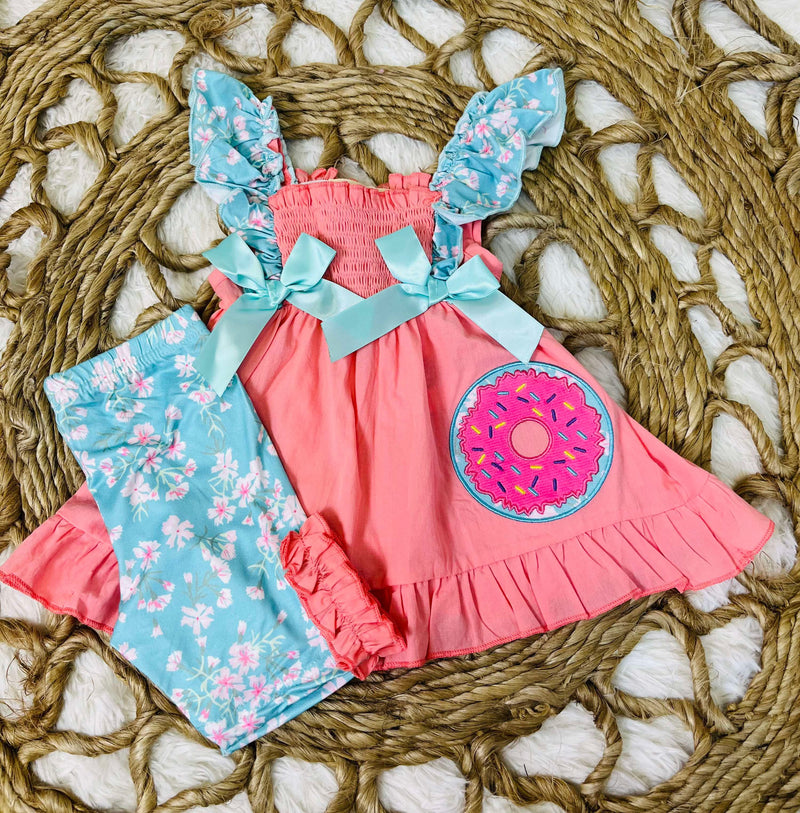 Pink Doughnut Capri Set Girls