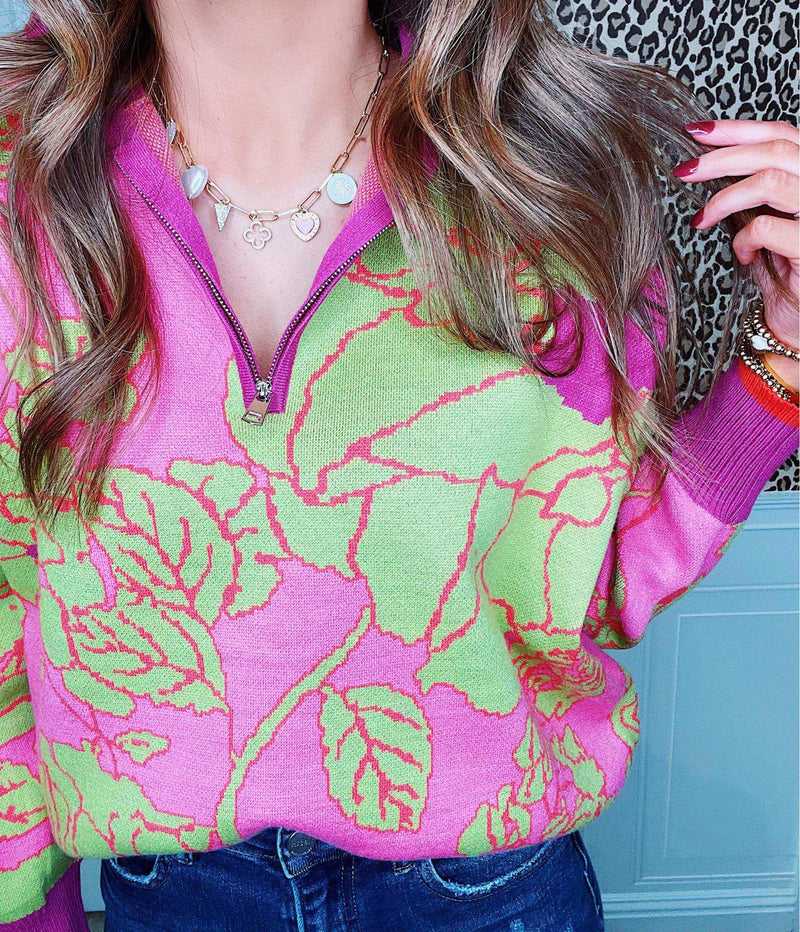 Pink/Green Floral Pullover - Mini Mee Boutique