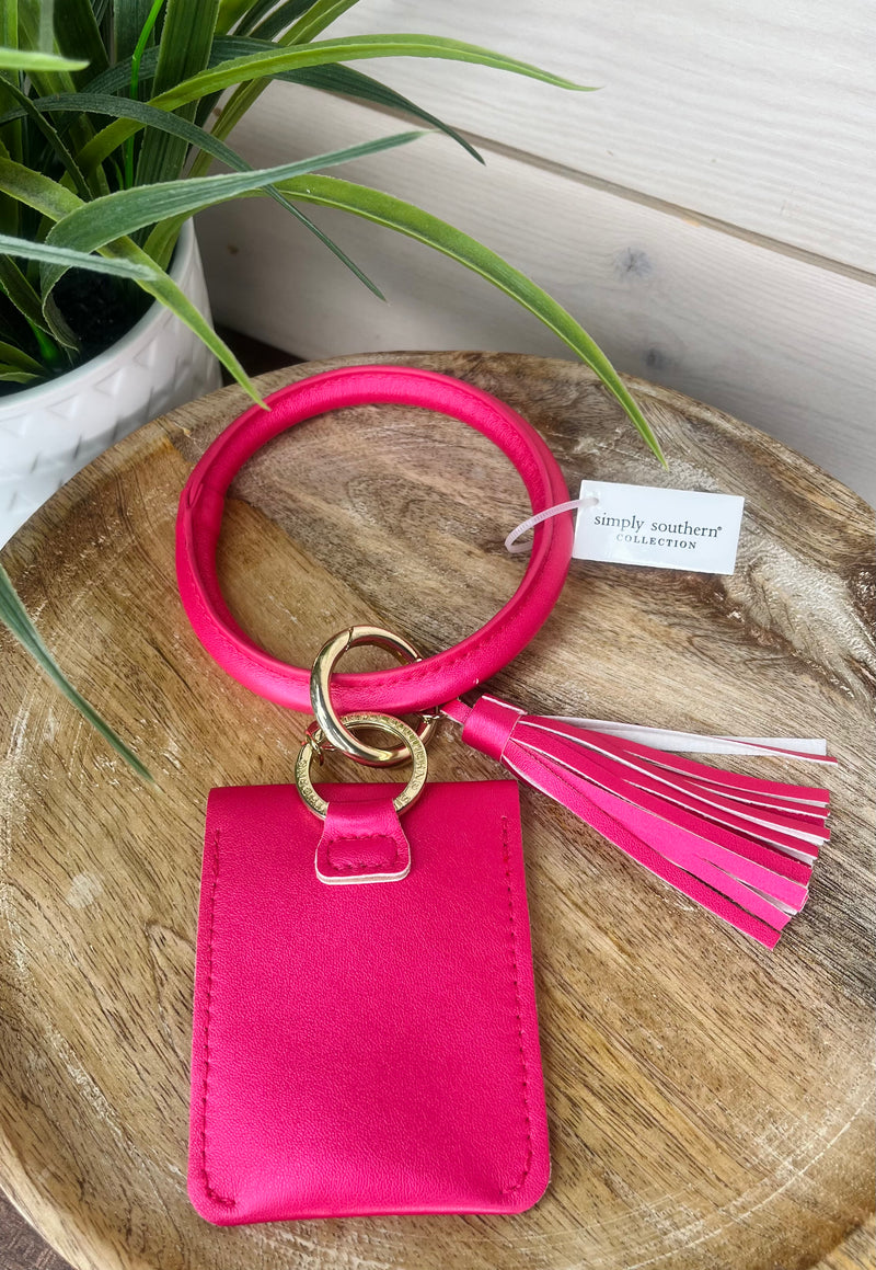 Pink Leather Key Chain Bangle
