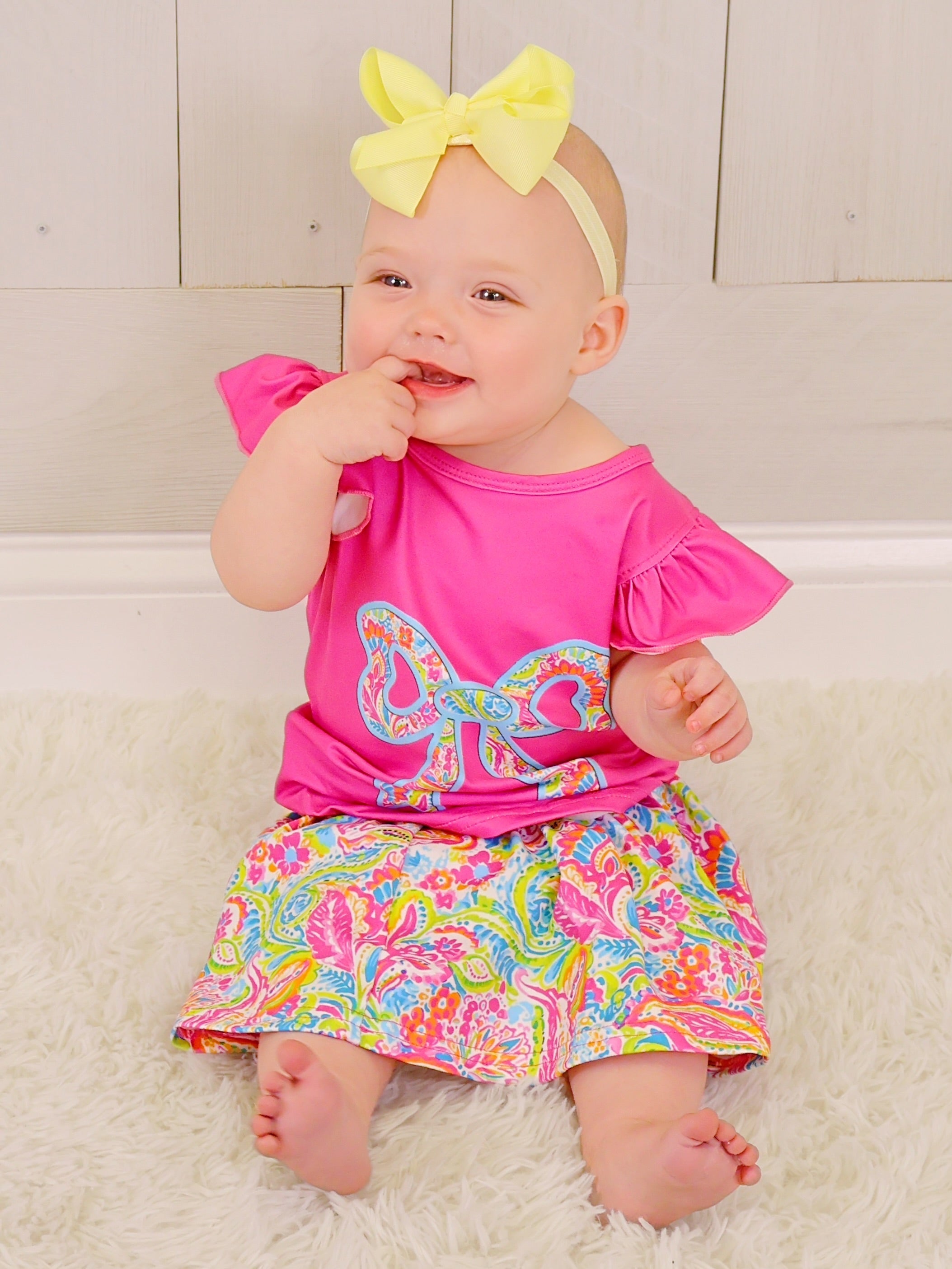 Girls Pink Paisley Skort Outfit Set