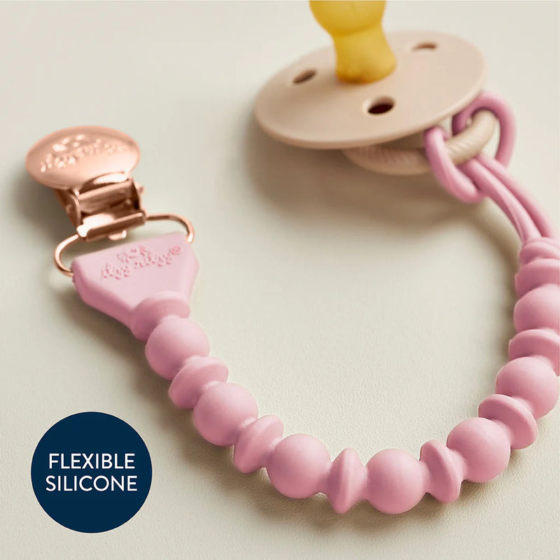 Pink Sweetie Strap™ Silicone One-Piece Pacifier Clips
