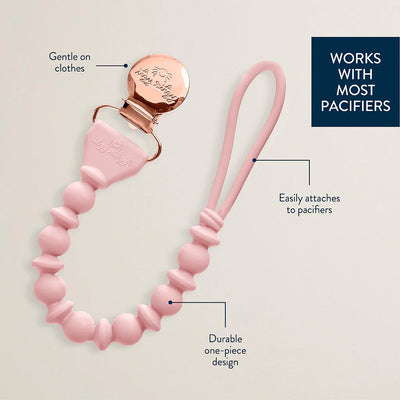 Pink Sweetie Strap™ Silicone One-Piece Pacifier Clips