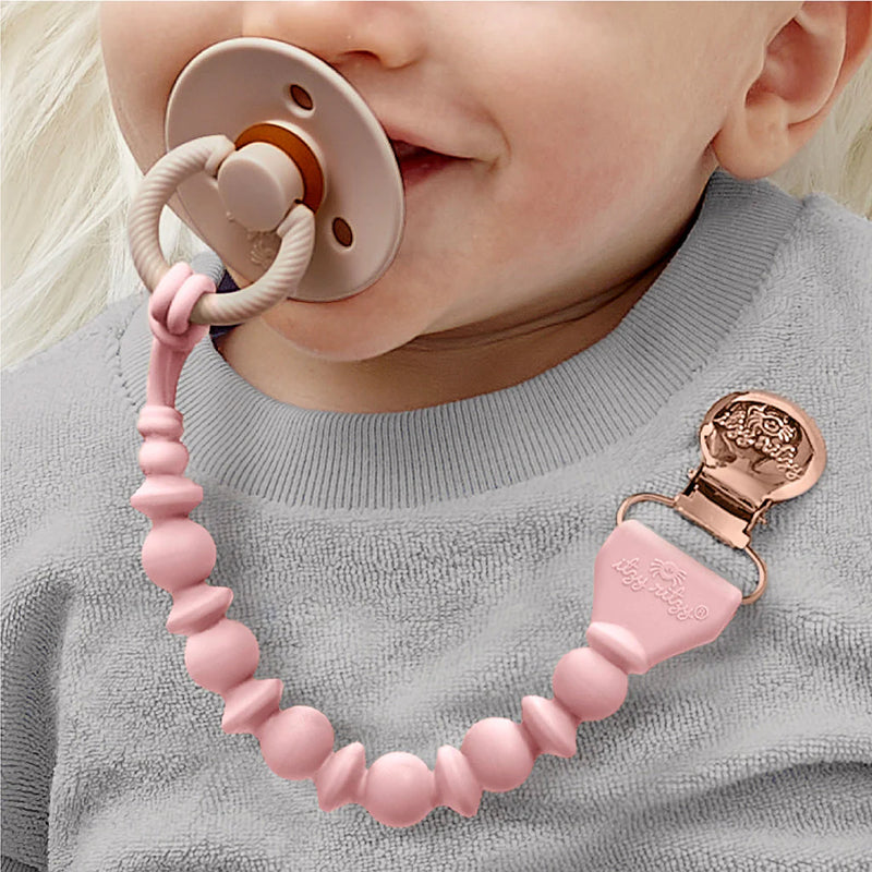 Pink Sweetie Strap™ Silicone One-Piece Pacifier Clips