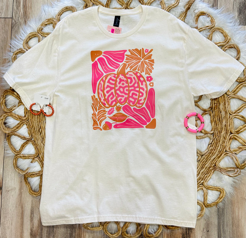 Pink and Orange Funky Pumpkin Tee
