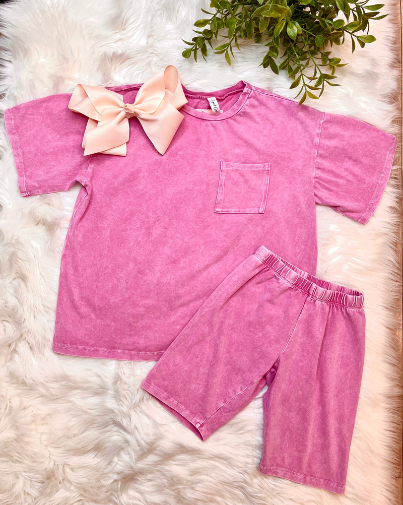 Pink biker short set by good girl