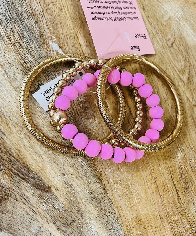 Pink with Gold Bracelet