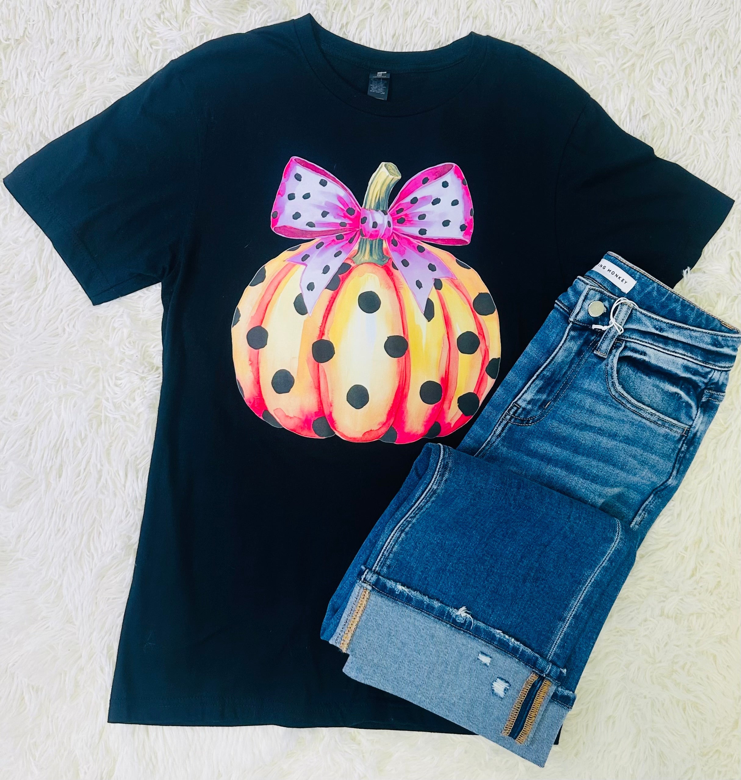 Polka Dot Pumpkin Graphic Tee Women's