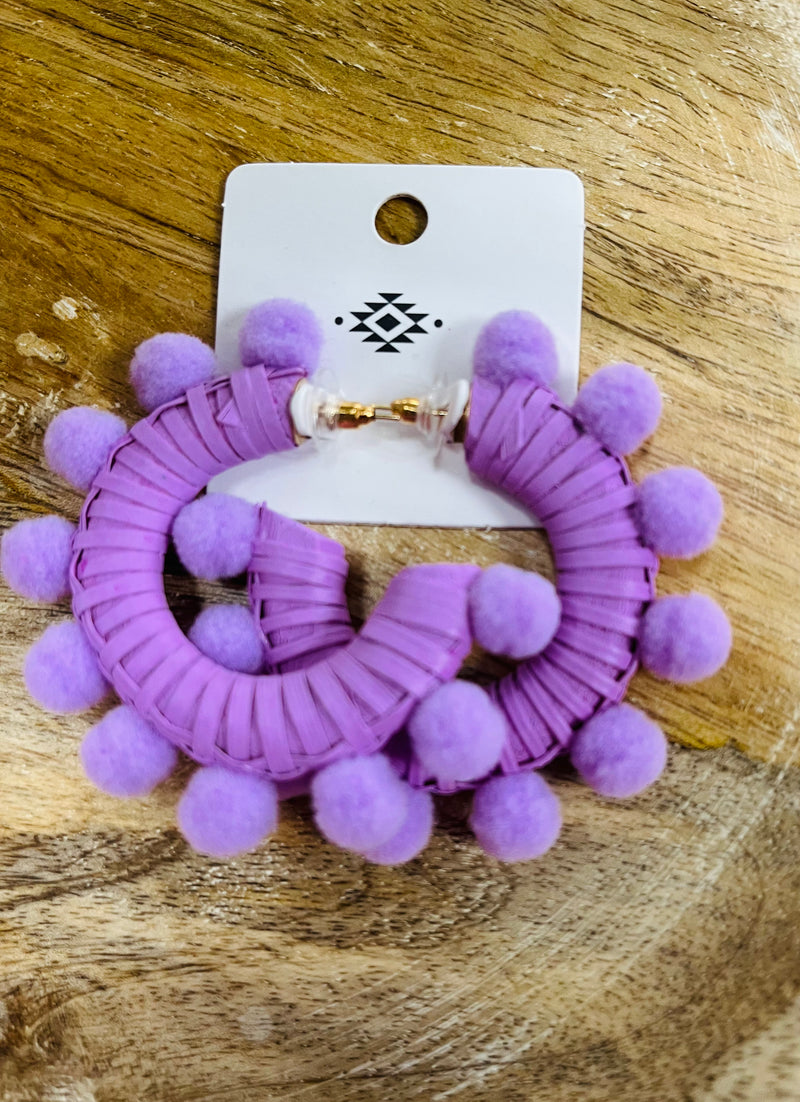 Pom Pom Hoop Earrings