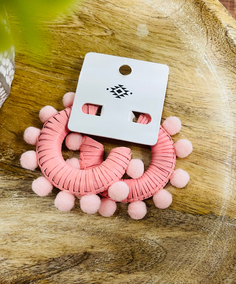 Pom Pom Hoop Earrings