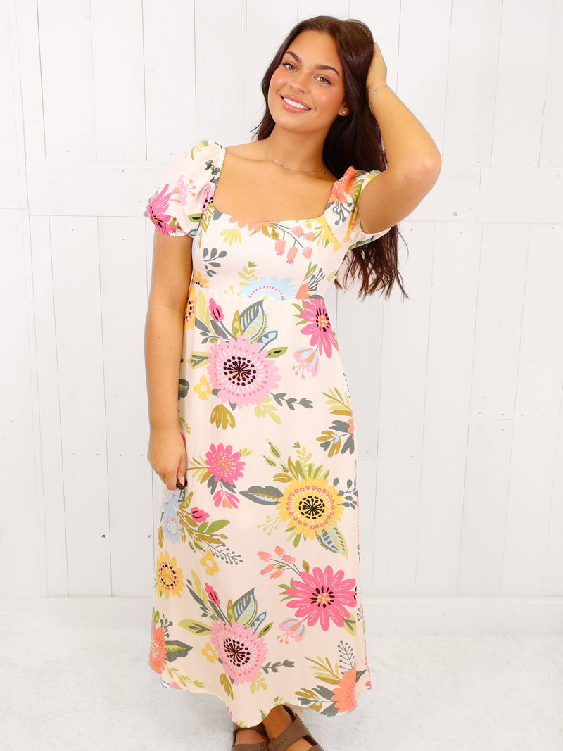 Pop of Floral Midi Dress