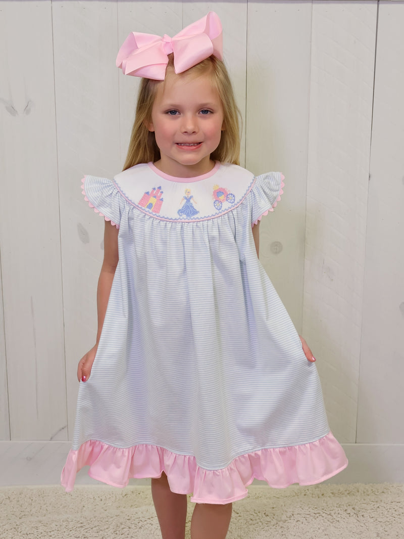 Princess Smocked Striped Dress Girls