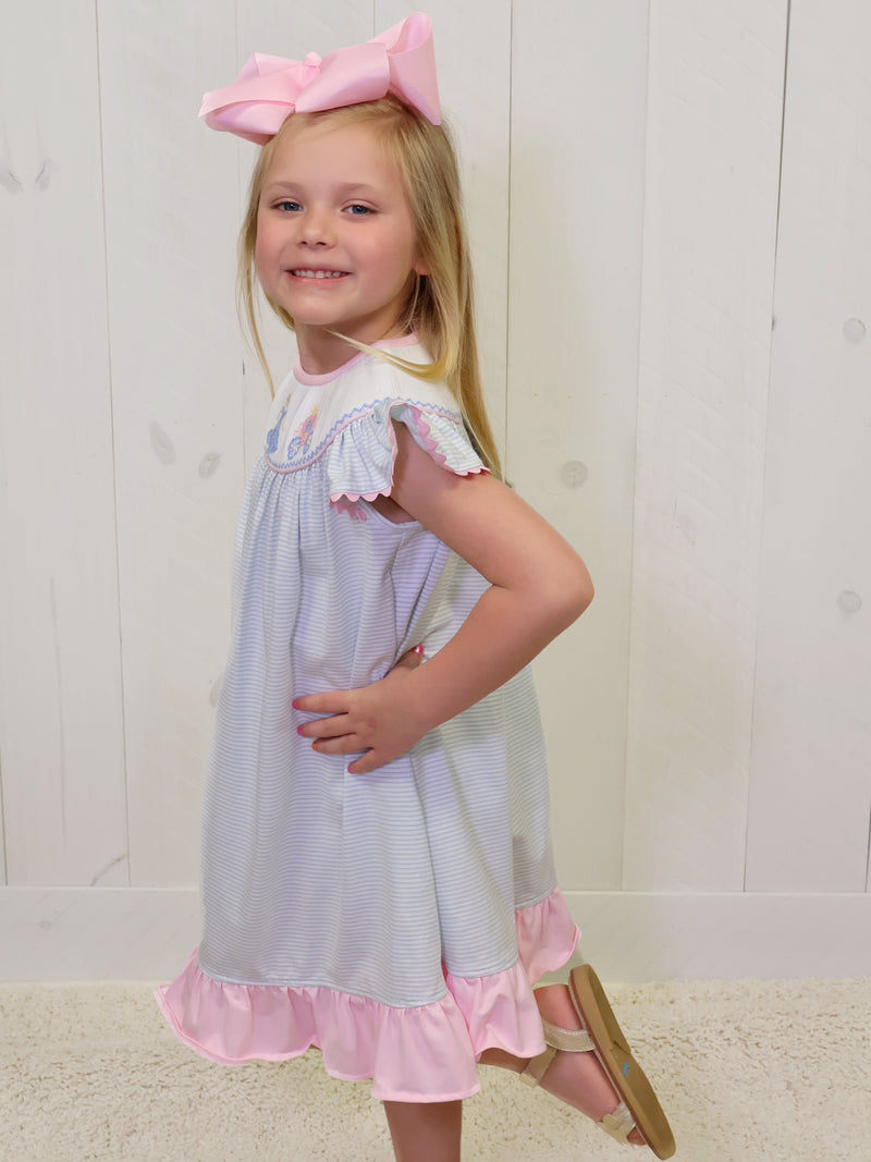 Princess Smocked Striped Dress Girls