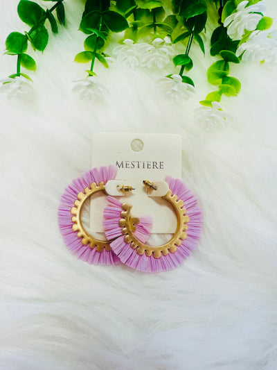 Purple Ruffle Hoop Earrings - Mini Mee Boutique