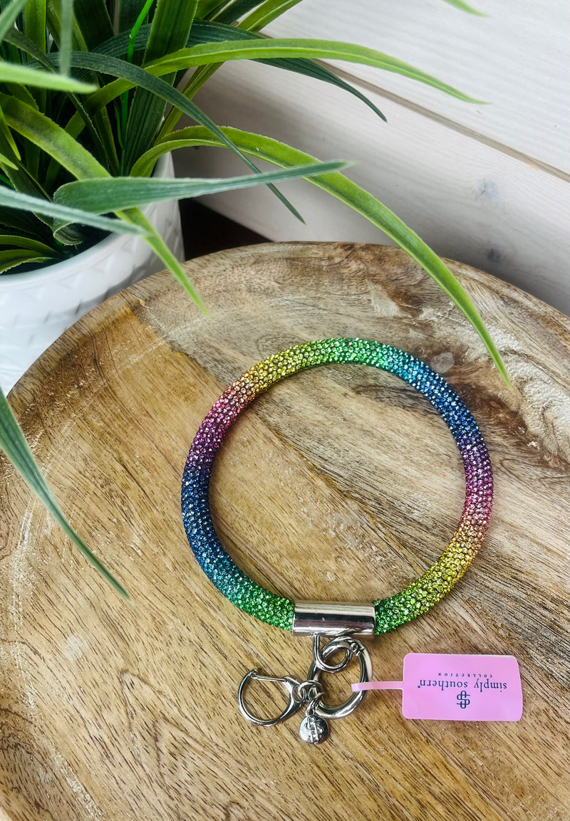Rainbow Rhinestone Simply Southern Key Chain Bangle