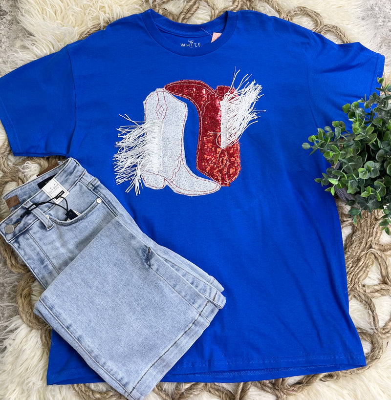 Red White and Blue Boot Tee
