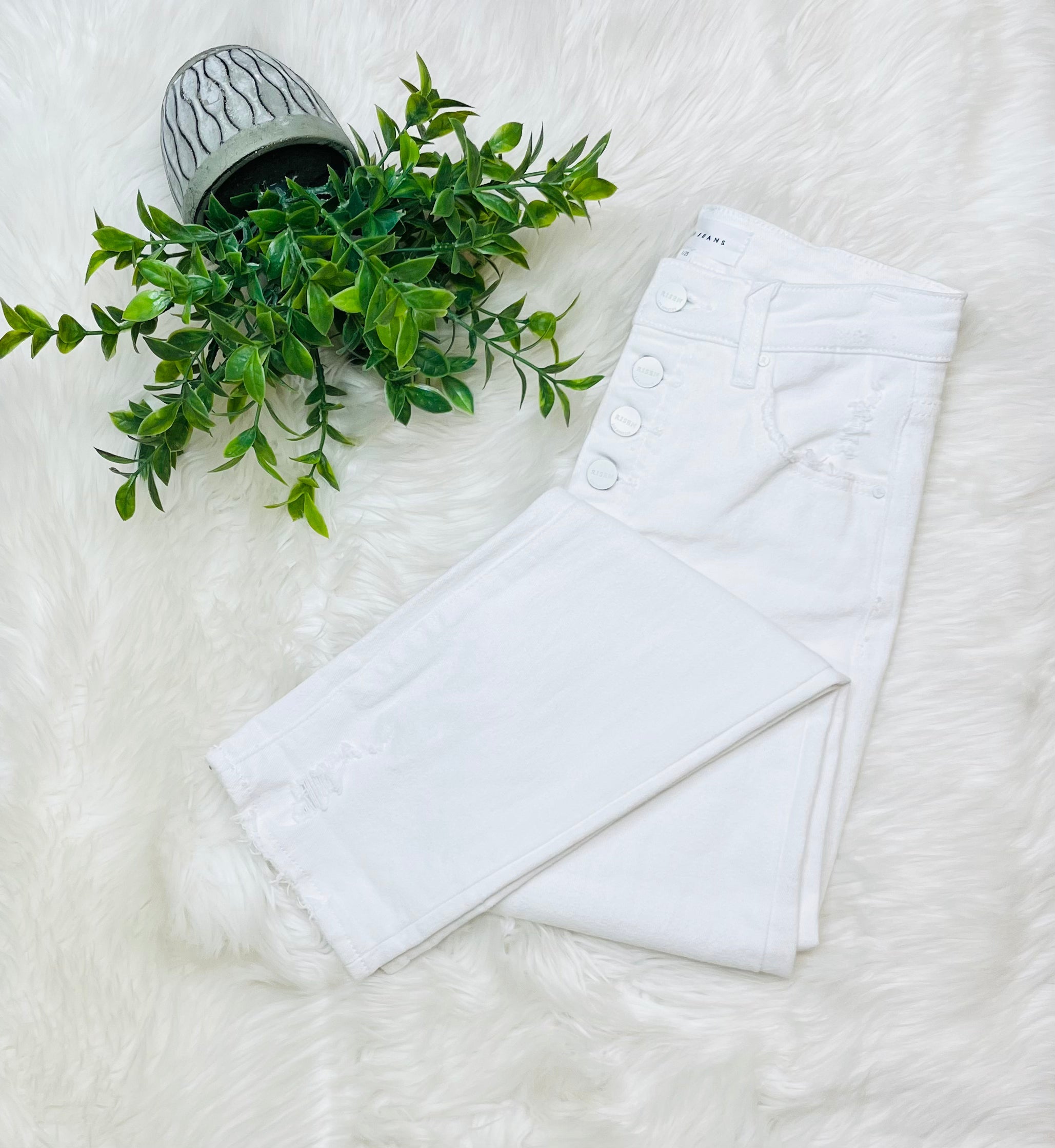 Risen Button Fly White Jeans 5295