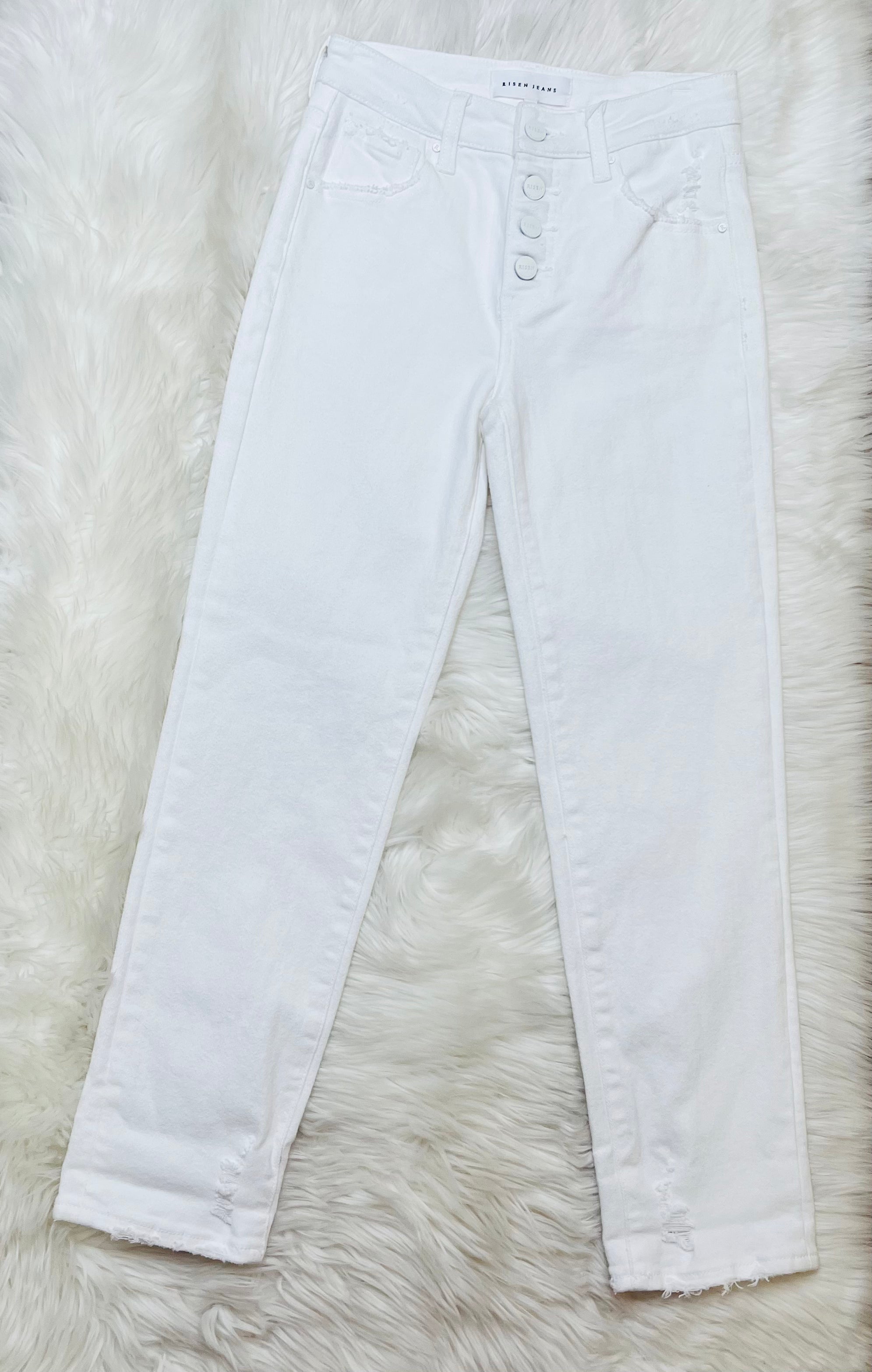 Risen Button Fly White Jeans 5295